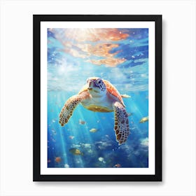 Sea Turtle Illuminated 2 Art Print