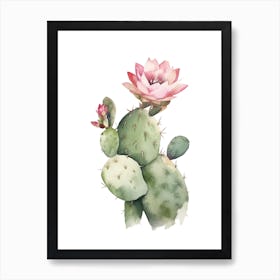 Rat Tail Cactus Watercolour Drawing 1 Art Print