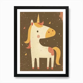 Muted Mustard Coral Mocha Unicorn Art Print