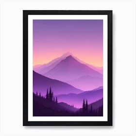 Misty Mountains Vertical Composition In Purple Tone 70 Art Print