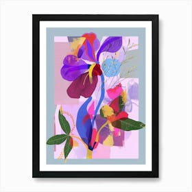 Sweet Pea 3 Neon Flower Collage Art Print