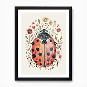 Colourful Insect Illustration Ladybug 23 Art Print