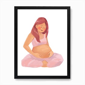 Pregnant Woman In Yoga Pose Art Print