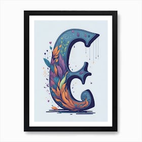 Colorful Letter E Illustration 36 Art Print