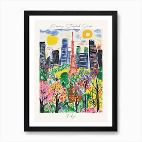 Poster Of Tokyo, Dreamy Storybook Illustration 3 Art Print