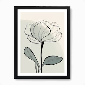 Line Art Tulips Flowers Illustration Neutral 2 Art Print