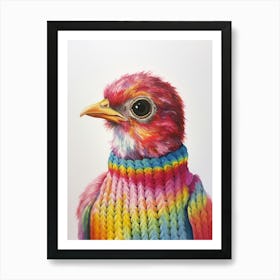 Baby Animal Wearing Sweater Bird 2 Art Print