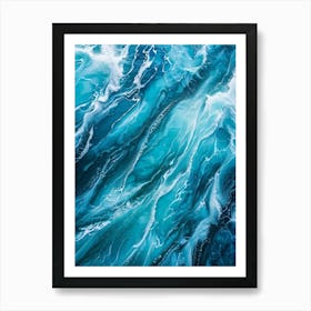 Abstract Naval Design Fusing Turquoise And Blue To Create A Ripple Effect Reminiscent Of A Turbulen Art Print