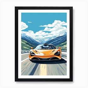 A Mclaren F1 In The Route Des Grandes Alpes Illustration 2 Art Print