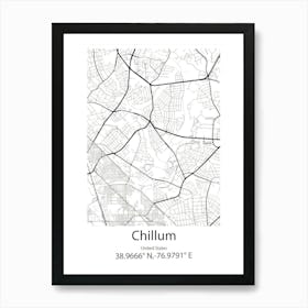 Chillum,United States Minimalist Map Art Print