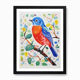 Colourful Bird Painting Eastern Bluebird 3 Art Print