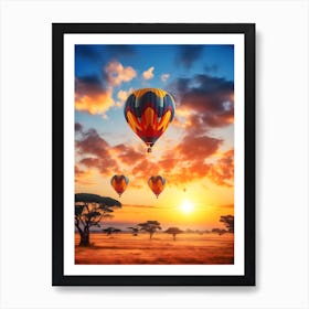 Hot Air Balloons Over Africa Art Print