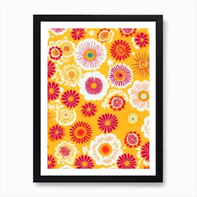 Cosmos Floral Print Retro Pattern 1 Flower Art Print