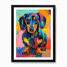 Dachshund dog colourful painting 1 Art Print