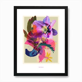 Hellebore 2 Neon Flower Collage Poster Art Print