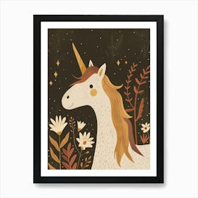 Unicorn With The Flowers Muted Pastels 1 Art Print