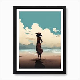 Illustration of an African American woman at the beach 114 Art Print