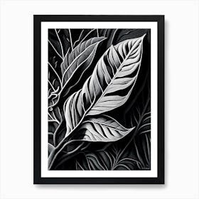 Sweet Bay Leaf Linocut 3 Art Print