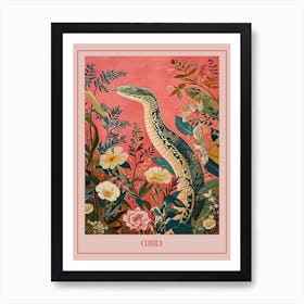 Floral Animal Painting Cobra 3 Poster Art Print