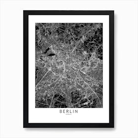 Berlin Black And White Map Art Print