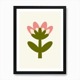 Pink Flower Simple Naïf Art Print