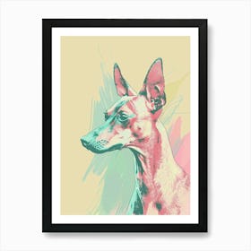 Miniature Pinscher Dog Pastel Line Watercolour Illustration  3 Art Print