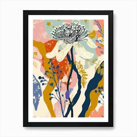 Colourful Flower Illustration Queen Annes Lace 1 Art Print