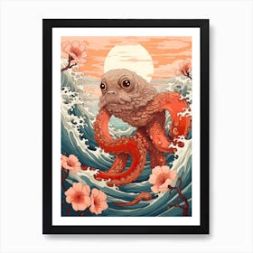 Otter Animal Drawing In The Style Of Ukiyo E 1 Art Print