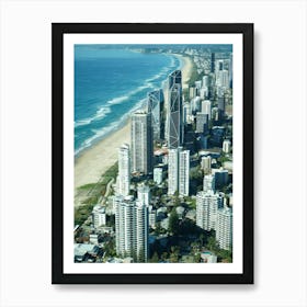 Gold Coast Aerial Drone Image Of City And Beach. Overlooking The Beach And City, Popular Queensland Hotels Art Print