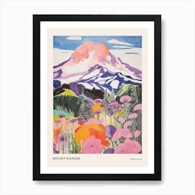 Mount Rainier United States 3 Colourful Mountain Illustration Poster Art Print