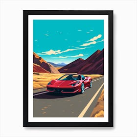 A Ferrari 458 Italia In The Andean Crossing Patagonia Illustration 4 Art Print