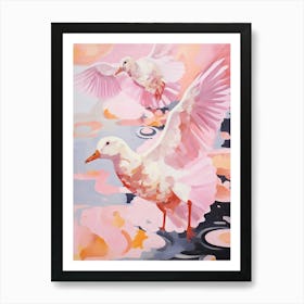 Pink Ethereal Bird Painting Coot Art Print