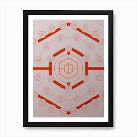 Geometric Abstract Glyph Circle Array in Tomato Red n.0119 Art Print