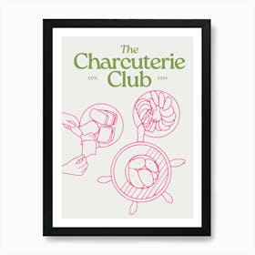 The Charcuterie Club Print Green & Pink Art Print