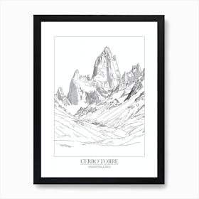 Cerro Torre Argentina Chile Line Drawing 5 Poster Art Print