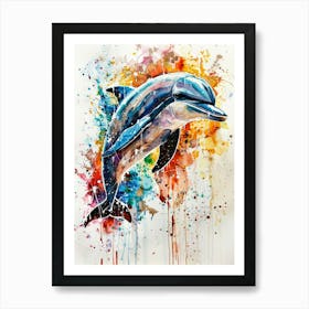 Dolphin Colourful Watercolour 4 Art Print