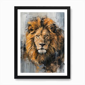 Barbary Lion Symbolic Acrylic Painting 1 Art Print