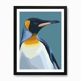 King Penguin Oamaru Blue Penguin Colony Minimalist Illustration 2 Art Print