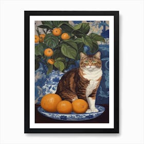 Hydrangea With A Cat 4 William Morris Style Art Print