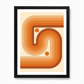 Geometric Rainbow Midcentury Modern Pattern Rustic Terracotta Wood Art Print