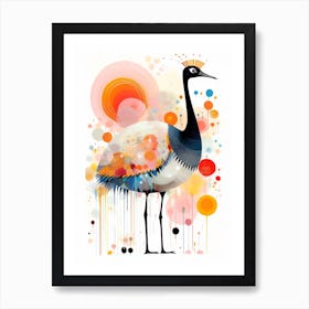 Bird Painting Collage Ostrich 1 Art Print
