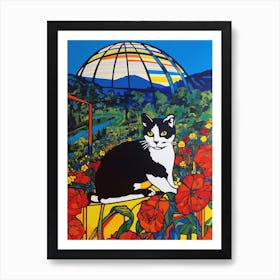 A Painting Of A Cat In Eden Project, United Kingdom In The Style Of Pop Art 01 Art Print