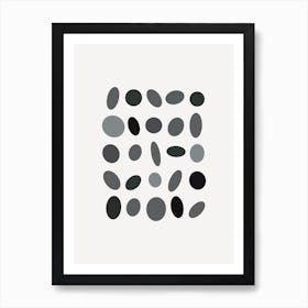 Monochrome Black & White Print Inspired by British Pebble Beaches Art Print