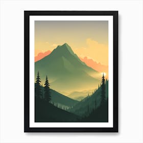 Misty Mountains Vertical Composition In Green Tone 35 Art Print