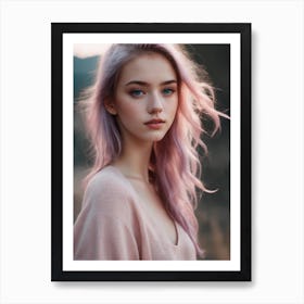 Beautiful Girl With Pink Hair Art Print