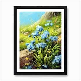 Forget Me Not Wildflower In Wetlands (2) Art Print