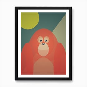 Mid Century Geometric Orangutan Art Print