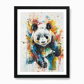 Panda Colourful Watercolour 4 Art Print
