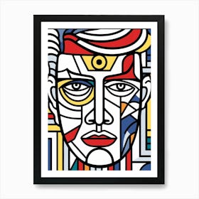 Colourful Stained Glass Inspired Face Art Print