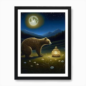 Bear At Night Art Print